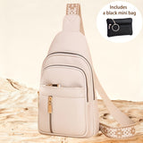 crossbody bag with hanging pouch