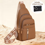 Khaki Crossbody Bag with Strap