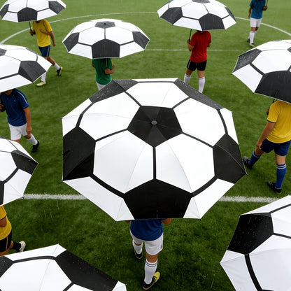 Travel Umbrella – Soccer Ball Print Folding Umbrella – detail view 16