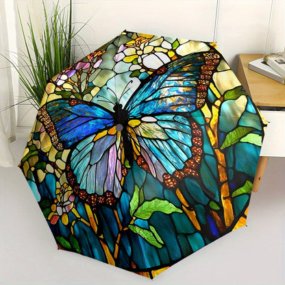 Travel Umbrella – for Travel, Butterfly Print Auto Open Close – front view - product view 10