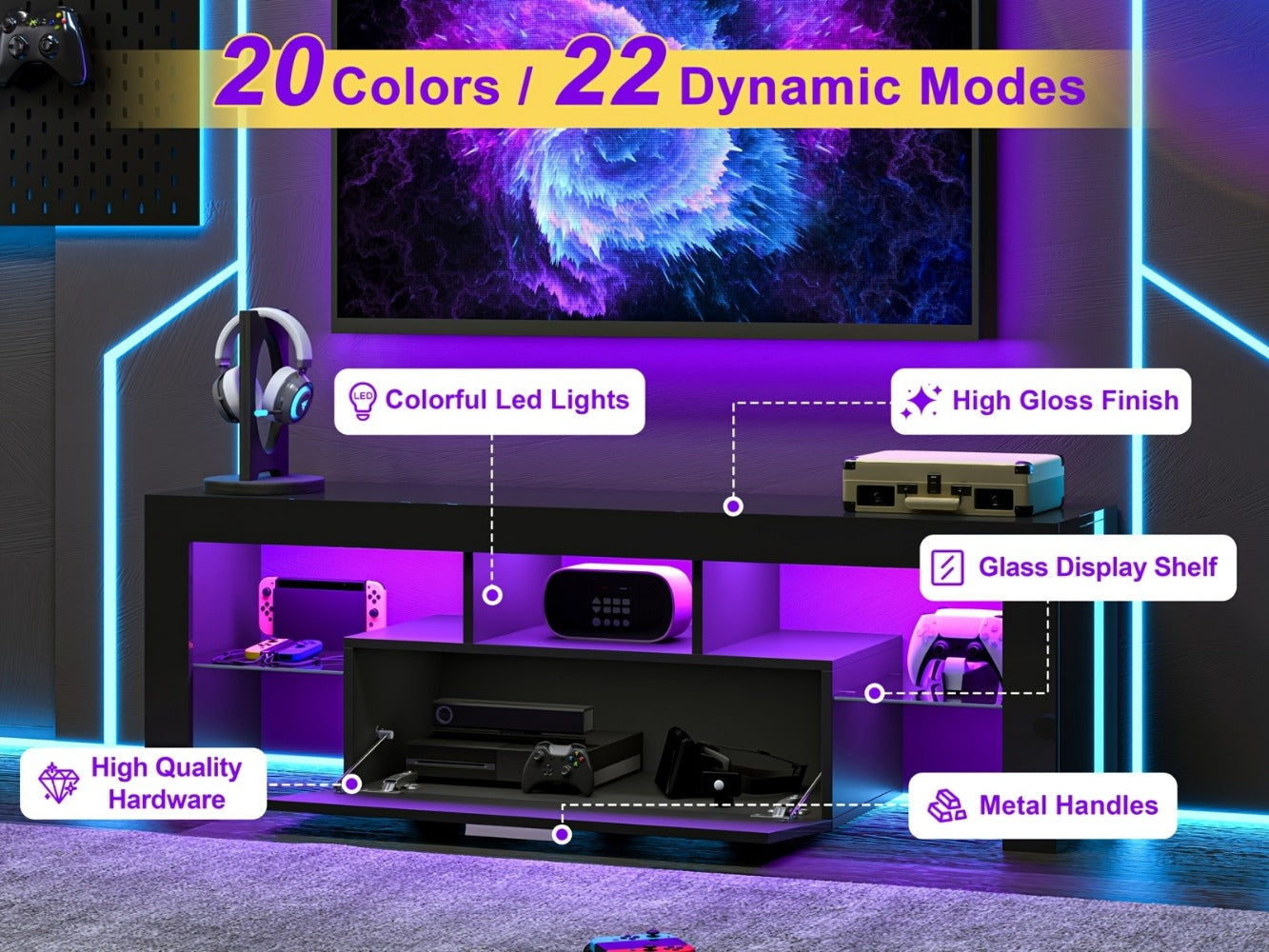 TV Stands And Entertainment Centers with LED Lighting for Living Room detail image - detail view 15