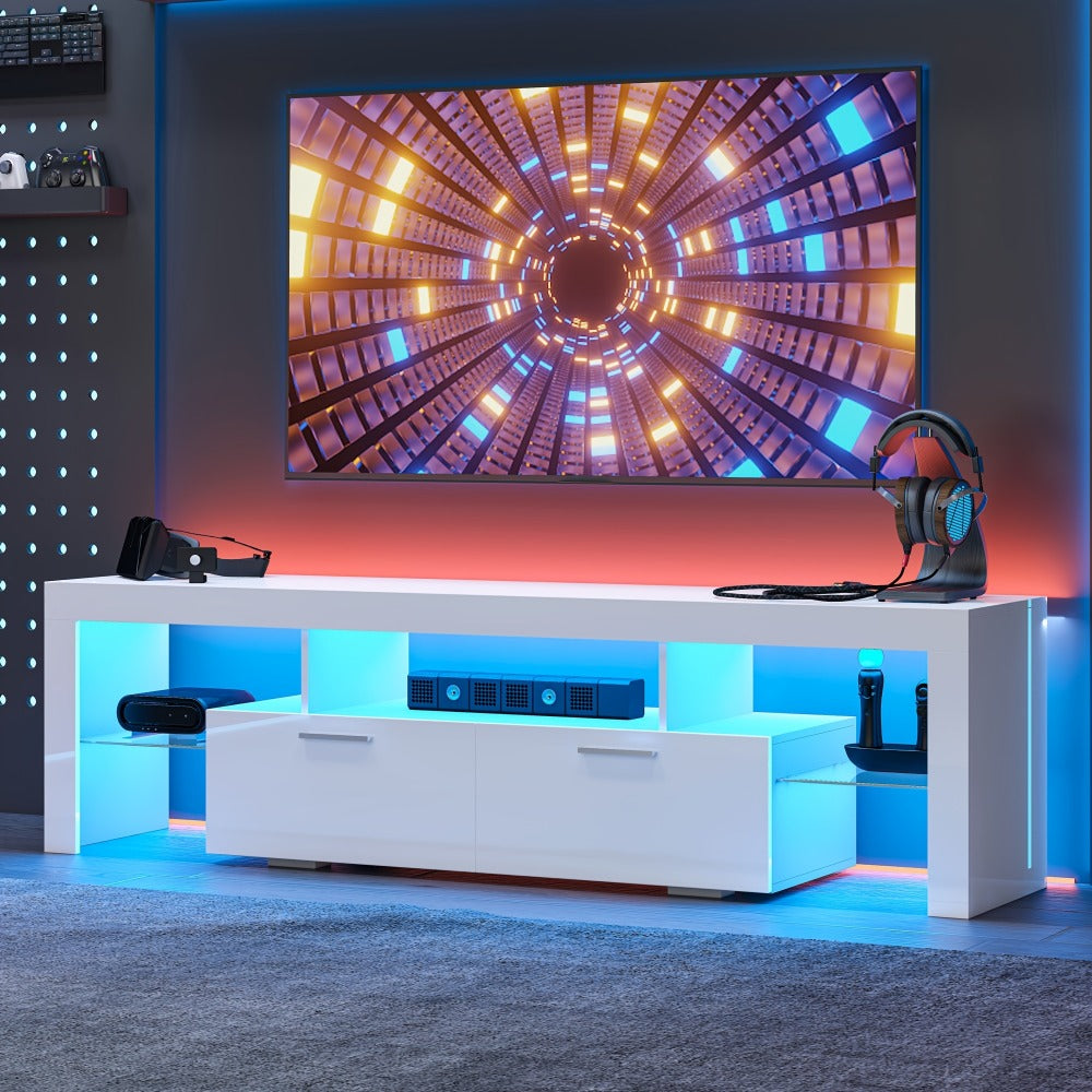 TV Stands and Entertainment Centers, TV Stand with LED Lights & 2 Cabinets for 55 65 75 80 shown in the main product view