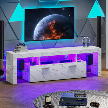 TV Stands and Entertainment Centers shown in the White, For 75" TV, Marble option