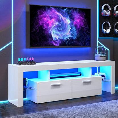 TV Stands and Entertainment Centers shown in the White, L63 Inches, for TVs below 75" option