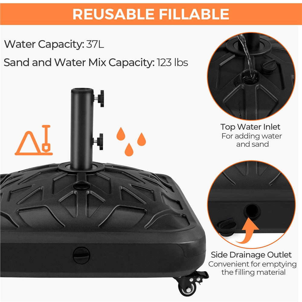 Umbrella Base with Rolling Wheels for Outdoor Shade and Protection detail image - detail view 9