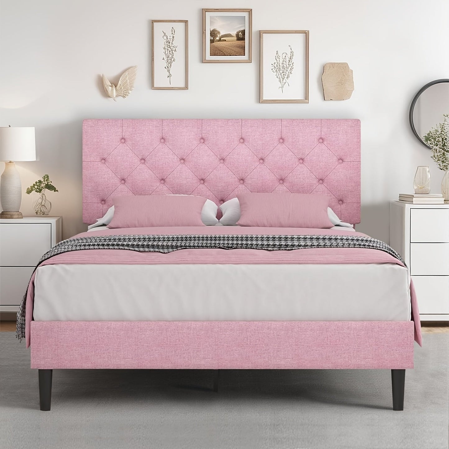 Bed Frames shown in the Pink, King option