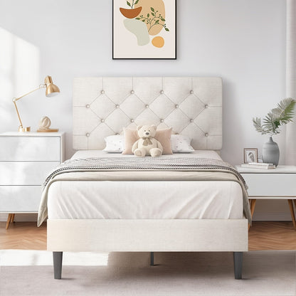 Bed Frames shown in the White, Twin option