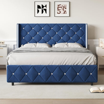 Upholstered Bed Frame with No Box Spring Needed, Bedroom Platform Bed detail image - detail view 15
