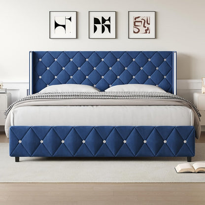 Upholstered Bed Frame with No Box Spring Needed, Bedroom Platform Bed detail image - detail view 17