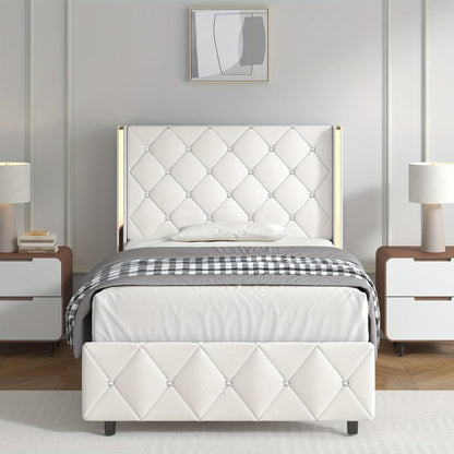 Upholstered Bed Frame with No Box Spring Needed, Bedroom Platform Bed detail image - detail view 25