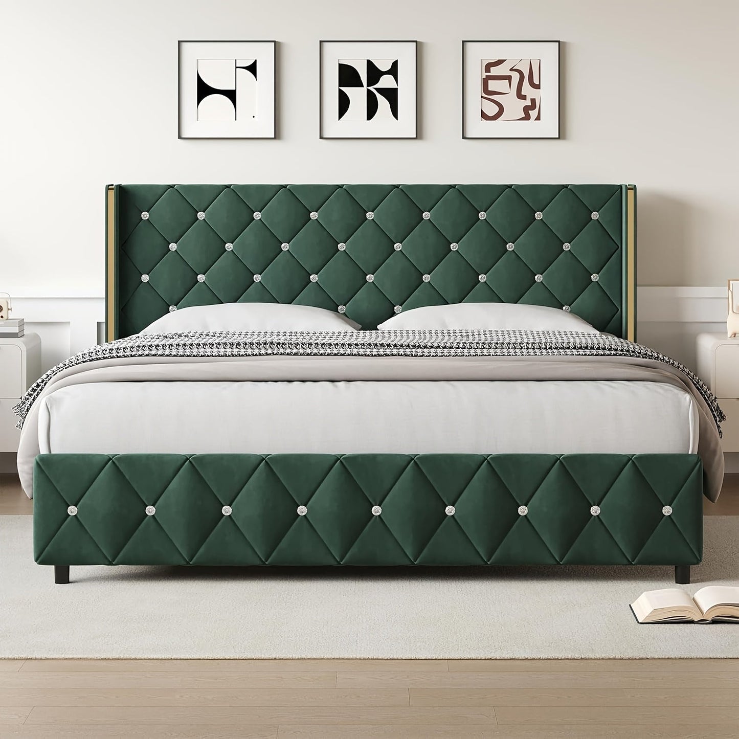 Bed Frame shown in the Green, King option