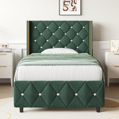 Bed Frame shown in the Green, Twin option