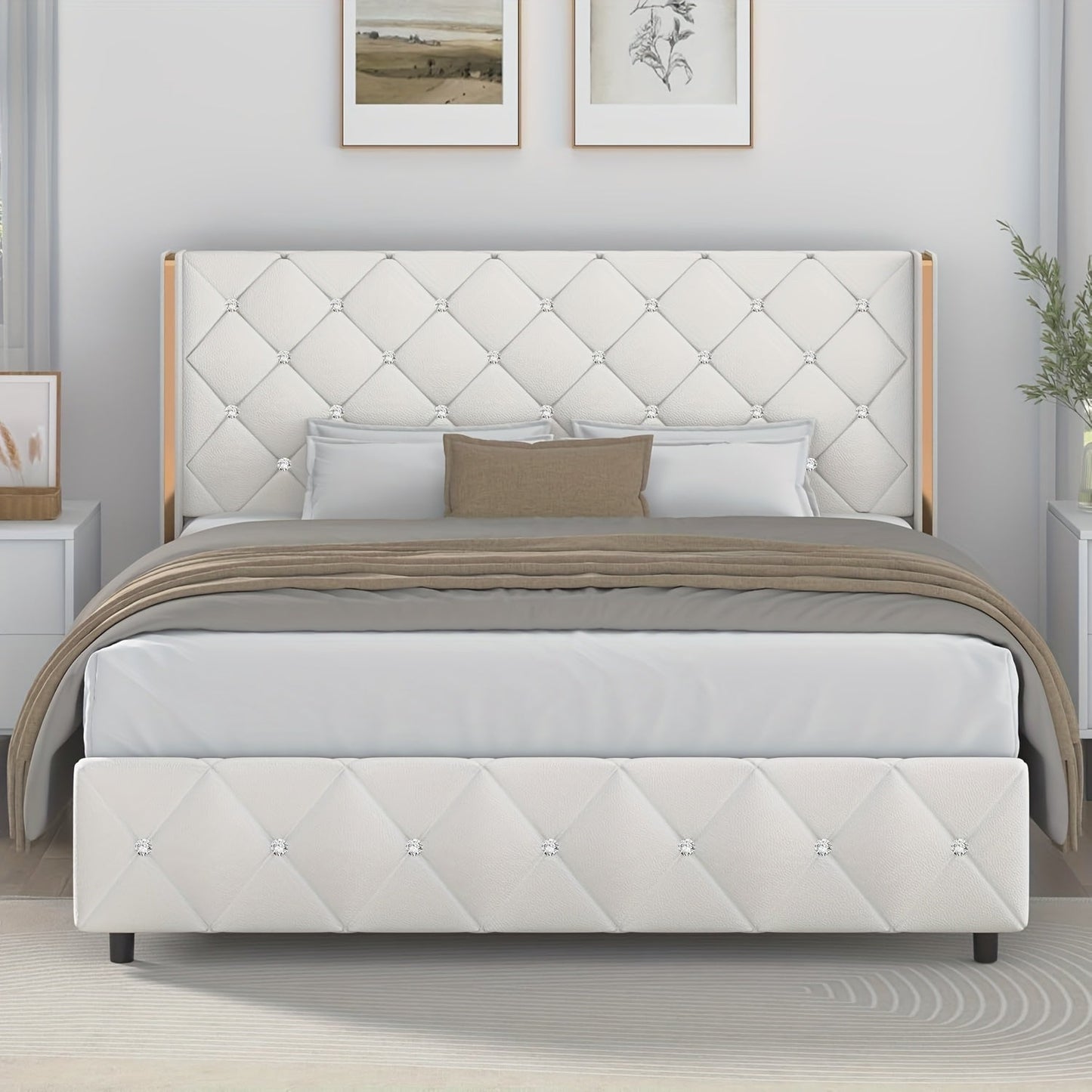 Bed Frame shown in the White, Full option