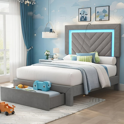 Bed Frame shown in the Grey, Twin option