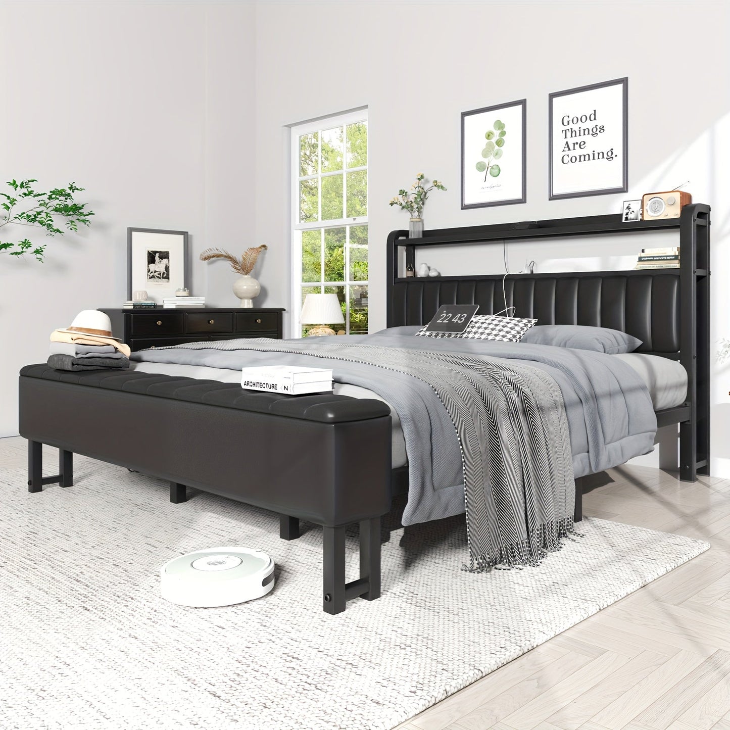 Bed Frame shown in the Black, King option