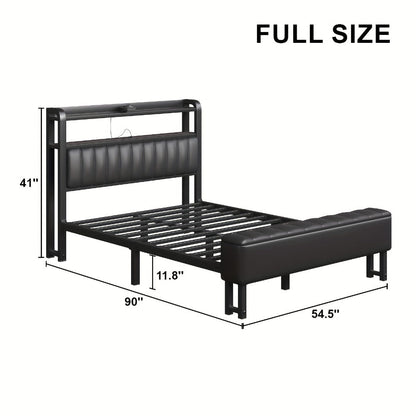 Upholstered Metal Bed Frame with LED Lighting and Hidden Storage for Bedroom detail image - detail view 4
