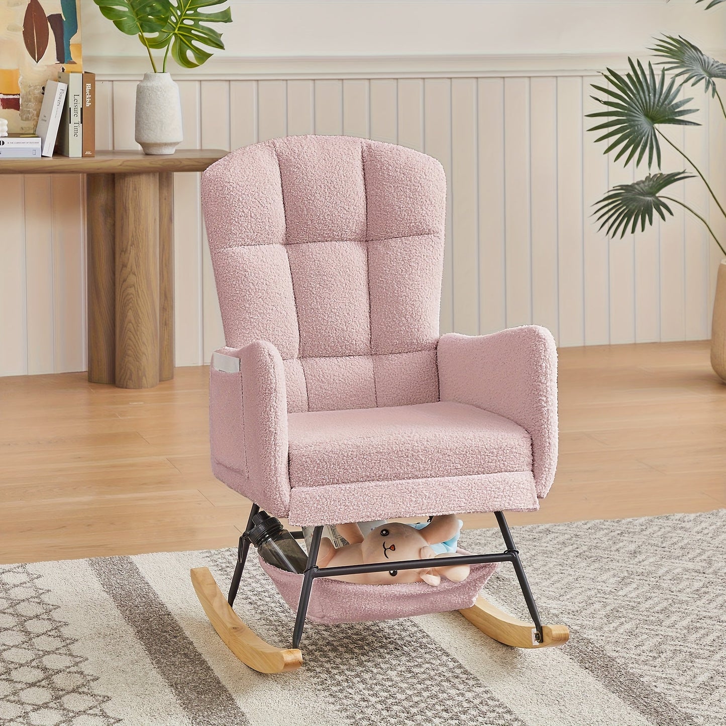 Rocking Chair shown in the Teddy Fabric (Pink) option