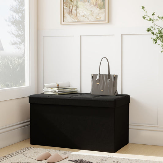 Ottoman shown in the Black Leather - 31.5 Inches option