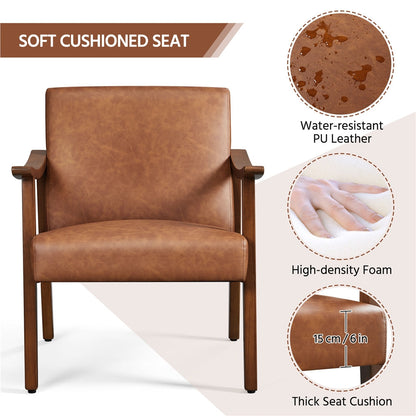 Upholstered Solid Wood Armchair with Armrests and Padded Seat for Living Room detail image - detail view 12