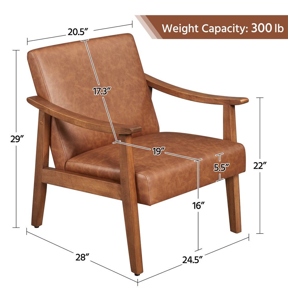 Upholstered Solid Wood Armchair with Armrests and Padded Seat for Living Room detail image - detail view 13