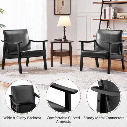 Upholstered Solid Wood Armchair with Armrests and Padded Seat for Living Room detail image