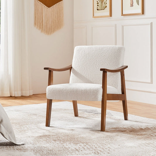 Armchair shown in the Ivory, Boucle Fabric option