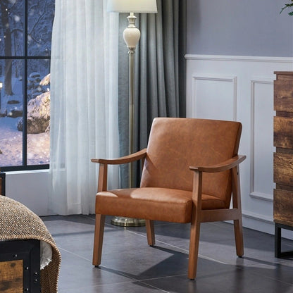 Armchair shown in the Light Brown, PU Leather option