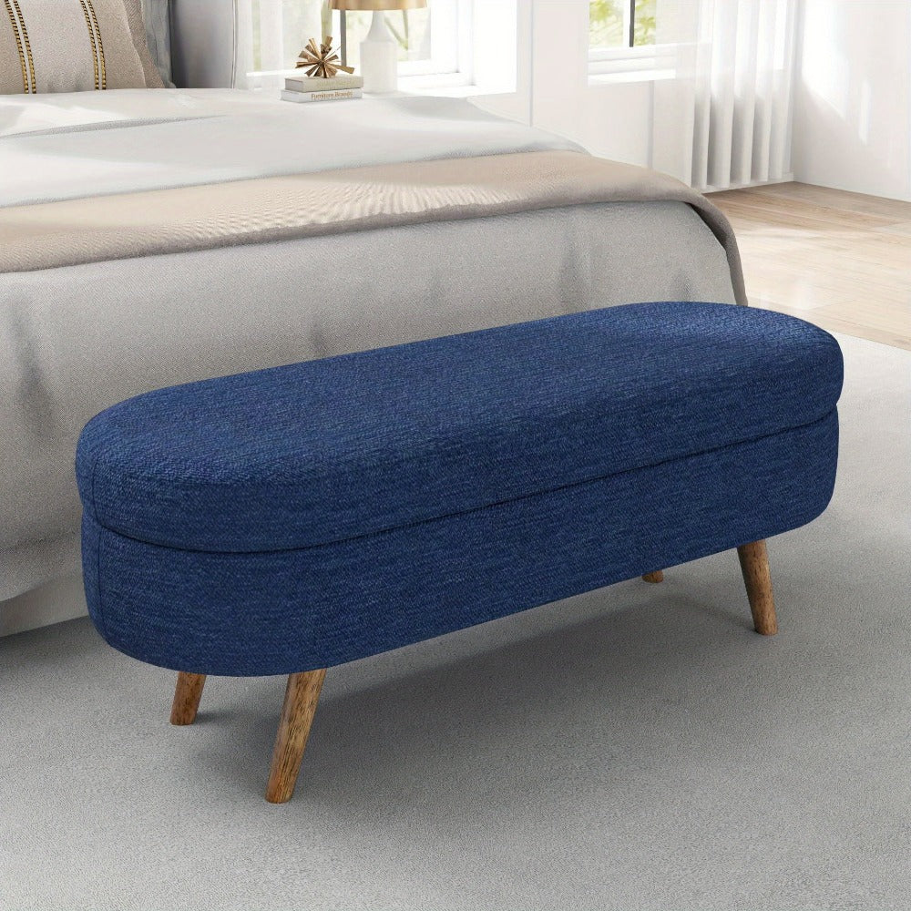 Upholstered Solid Wood Storage Ottoman Bench with Hidden Storage for Living Room detail image - detail view 13