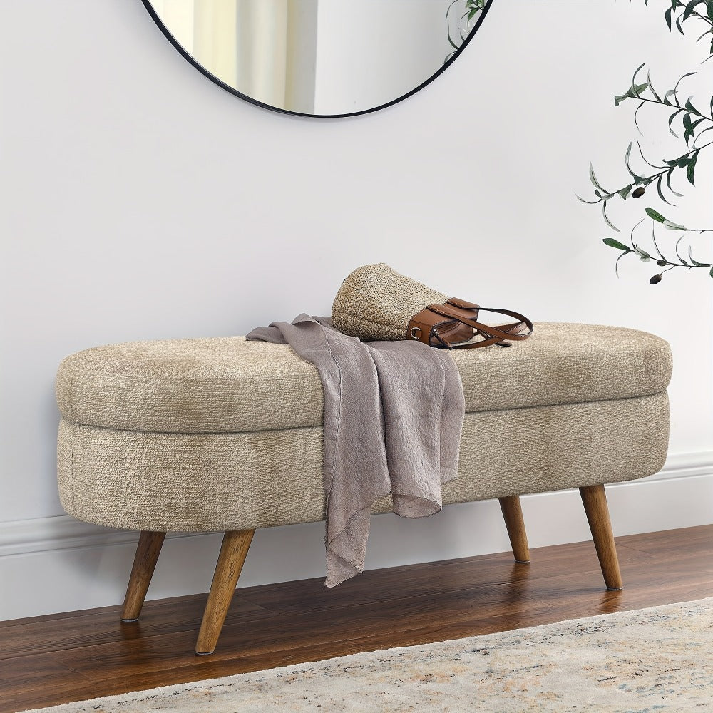 Upholstered Solid Wood Storage Ottoman Bench with Hidden Storage for Living Room detail image - detail view 15