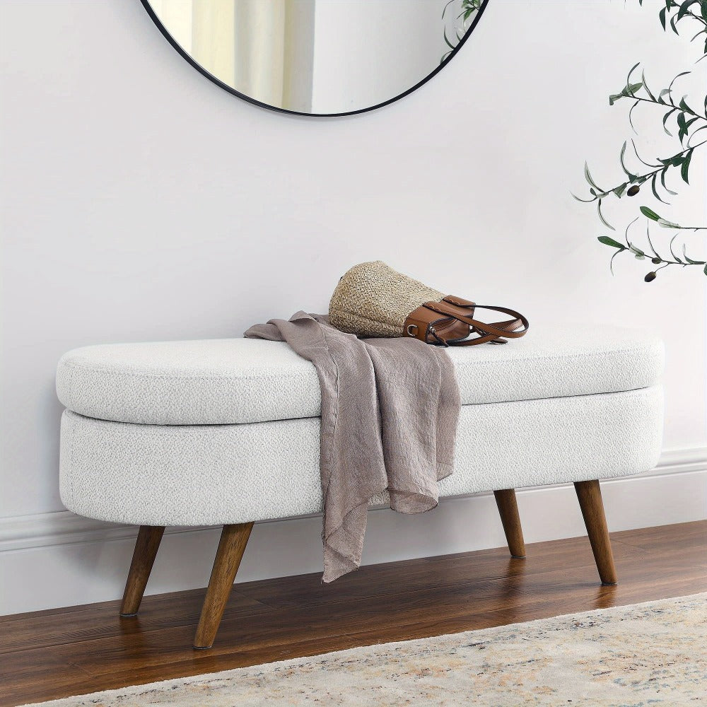 Upholstered Solid Wood Storage Ottoman Bench with Hidden Storage for Living Room detail image - detail view 7