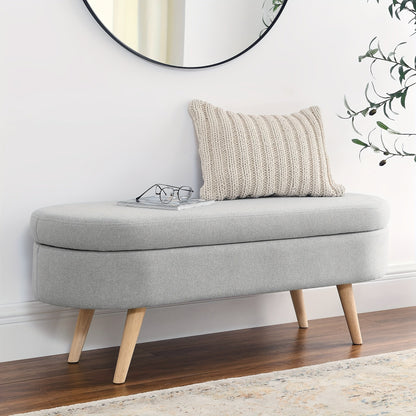 Storage Ottoman Bench shown in the Grey option