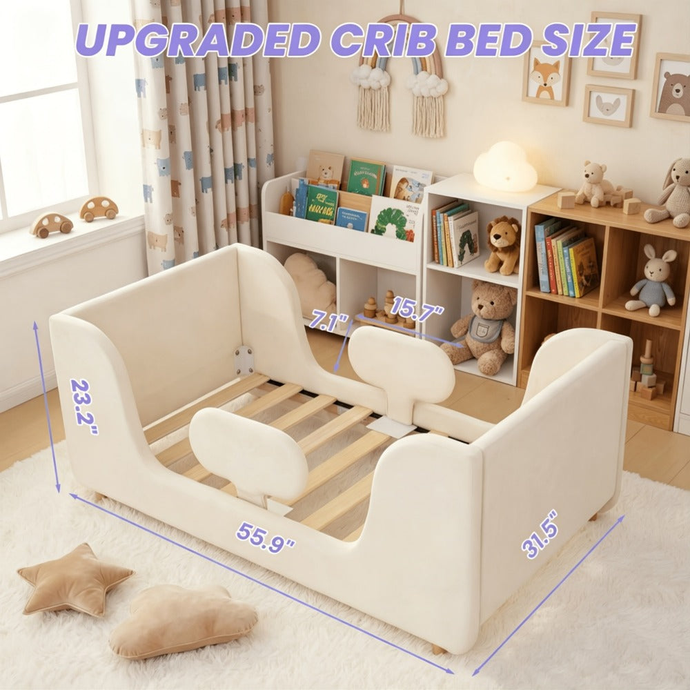 Upholstered Velvet Toddler Bed Frame for Kids' Room and Bedroom detail image - detail view 4