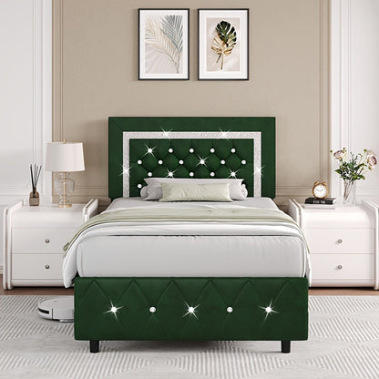 Upholstered Wood Bed Frame with No Box Spring Needed and Memory Foam detail image - detail view 19