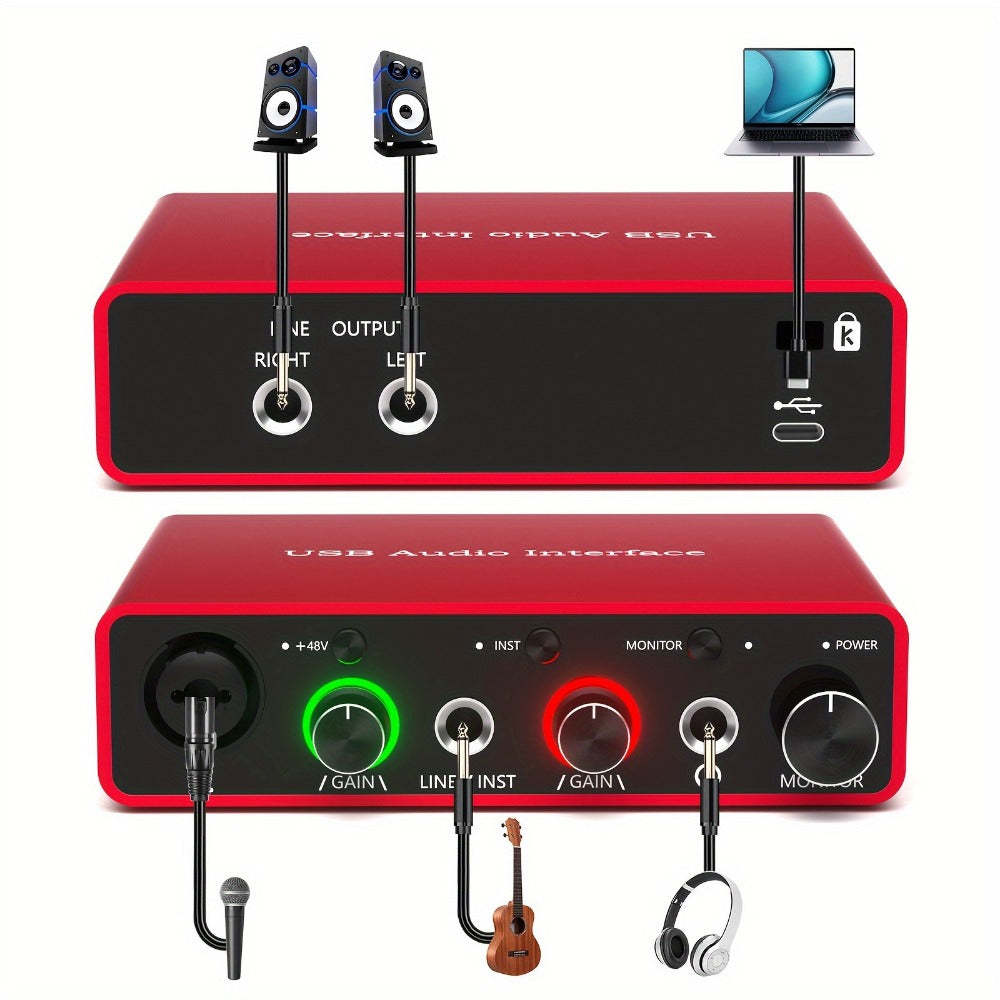 USB Audio Interface, 48V, USB, 192Khz, 24Bit/192Khz, Solo, 48V for Recording and Streaming detail image - detail view 3