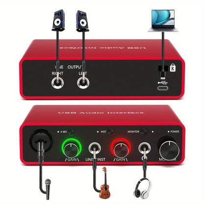 USB Audio Interface, 48V, USB, 192Khz, 24Bit/192Khz, Solo, 48V for Recording and Streaming detail image - detail view 3