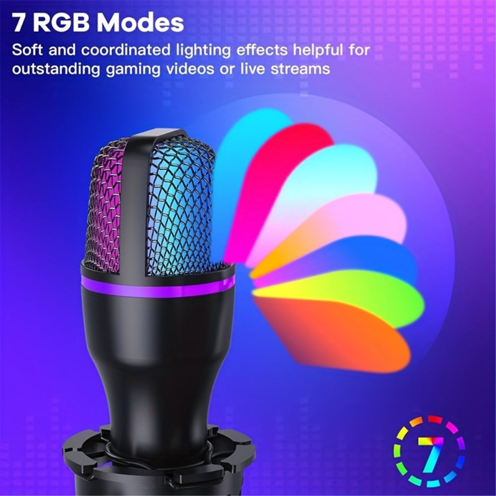 USB RGB Condenser Microphone Kit with Tripod, Pop Filter and Monitor detail image - detail view 11