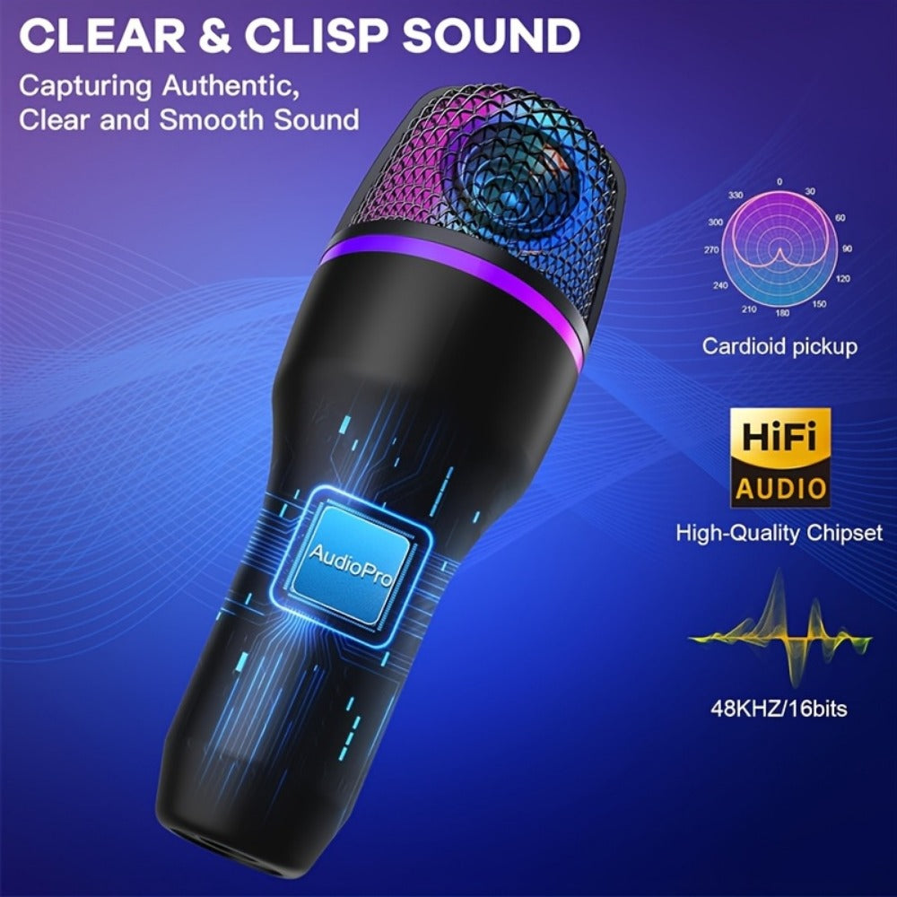USB RGB Condenser Microphone Kit with Tripod, Pop Filter and Monitor detail image