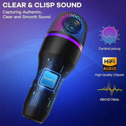 USB RGB Condenser Microphone Kit with Tripod, Pop Filter and Monitor detail image