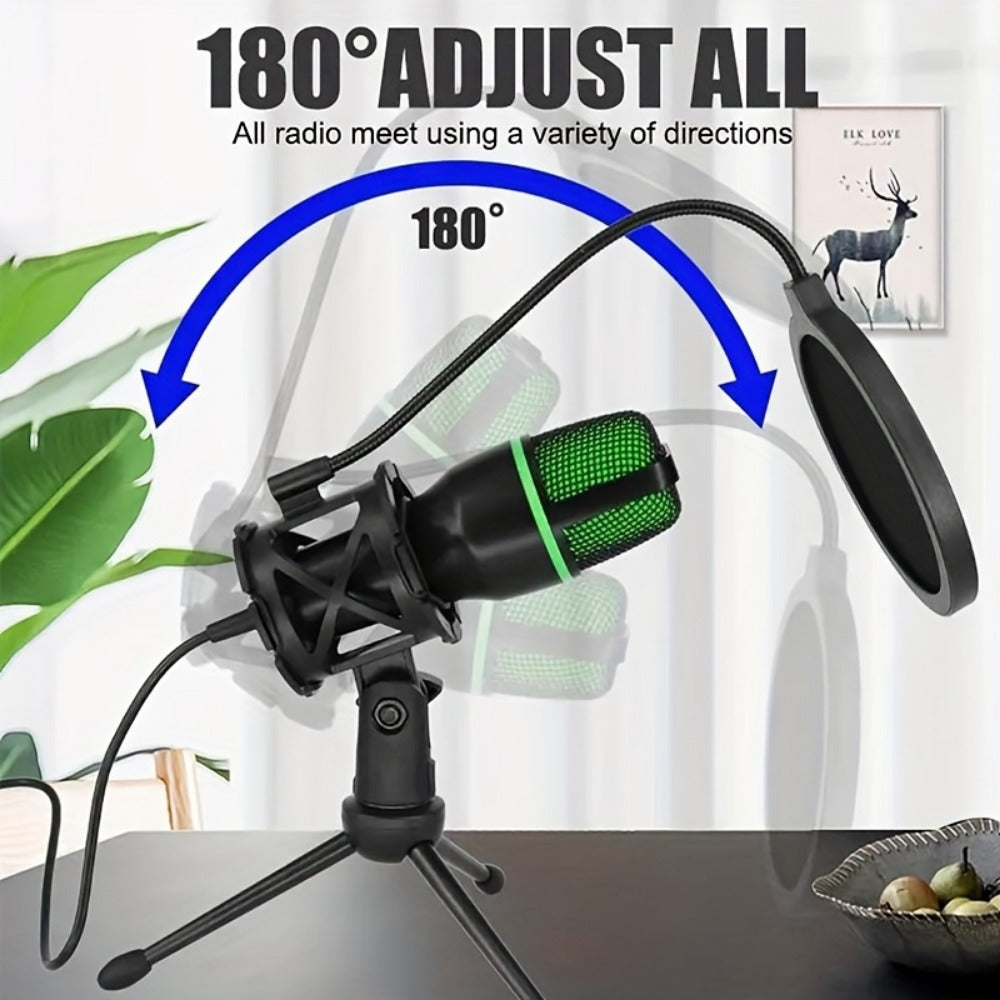 USB RGB Condenser Microphone Kit with Tripod, Pop Filter and Monitor detail image - detail view 8