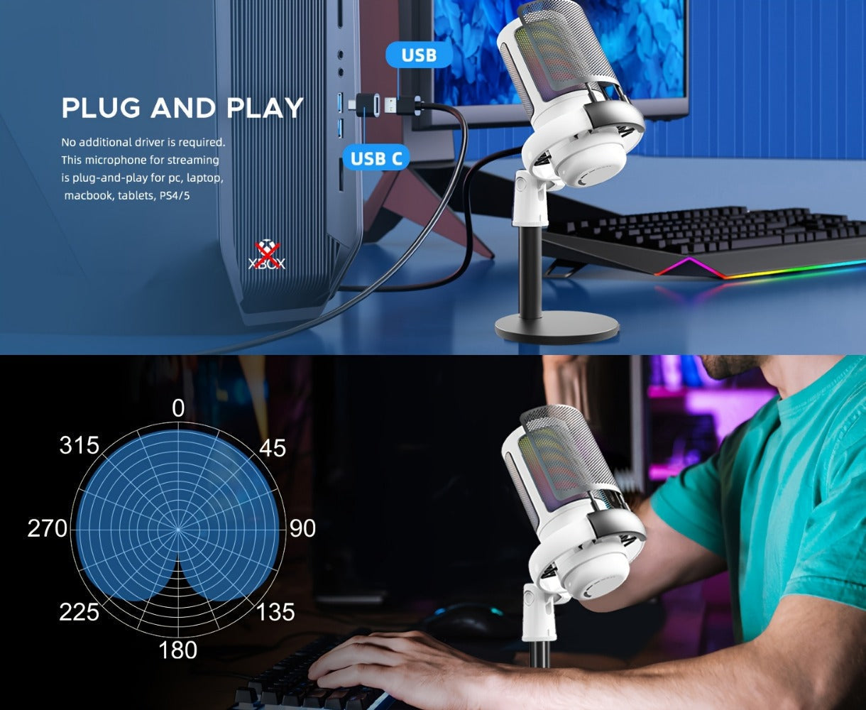 USB RGB Condenser Microphone with Gain, Touch Mute and Monitoring detail image - detail view 13