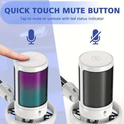 USB RGB Condenser Microphone with Gain, Touch Mute and Monitoring detail image - detail view 7