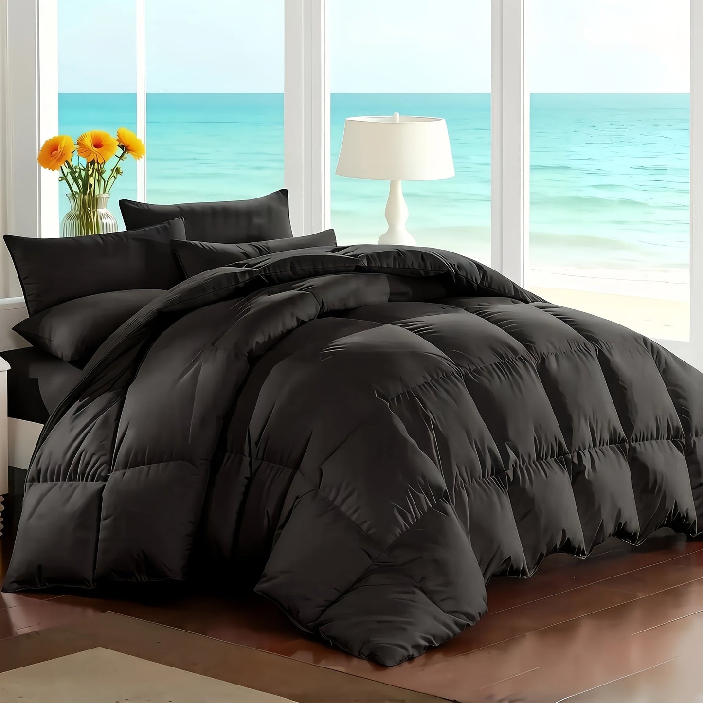 Comforter Set 7-Piece Bed in a Bag Queen King Full Soft Microfiber Down Alternative Comforter Fitted Sheet Flat Sheet Pillow Shams