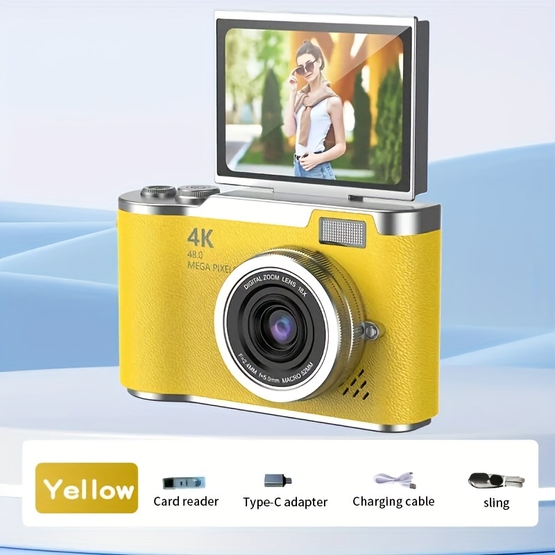 4K HD Digital Camera 2.4-Inch Flip Screen for Beginners Vlogging Photography Video Recording for an Everyday Personal Care Routine