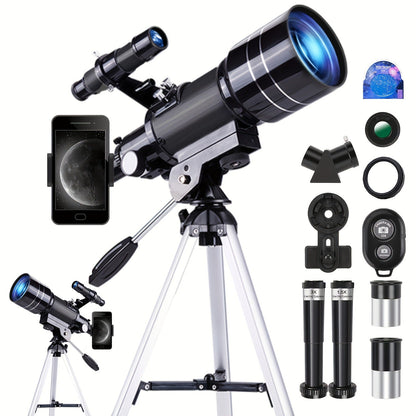 150X Astronomical Telescope 70mm Aperture with Tripod Phone Adapter Wireless Remote Control High Magnification Portable Refractor Telescope