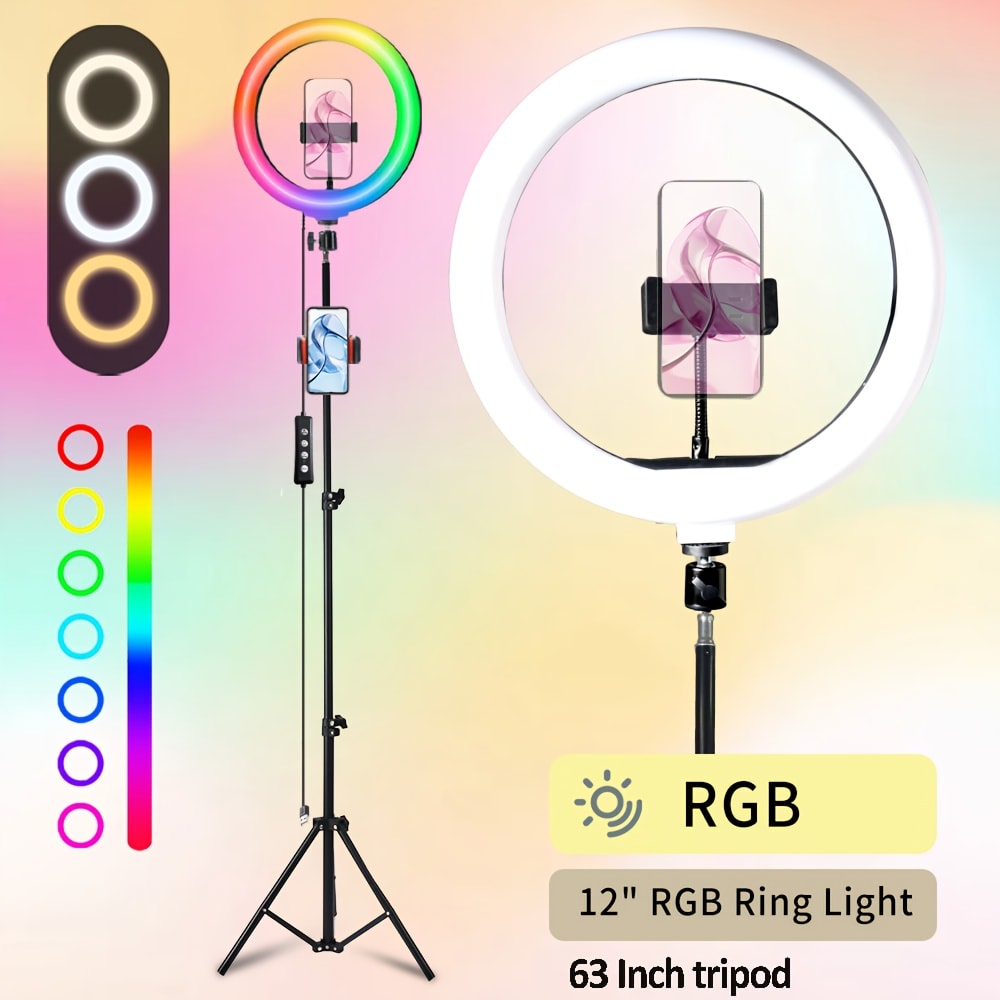 10- or 12-Inch LED Ring Light with Desktop, 43-Inch or 63-Inch Stand and Seven Checkout Options