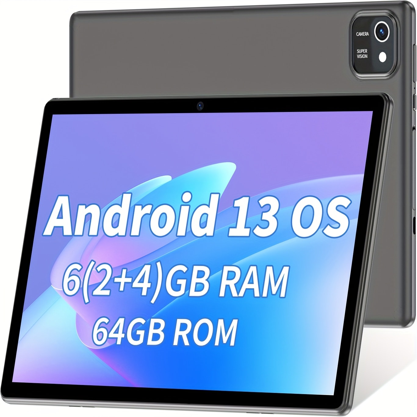 Android Tablet 10-Inch with Android 13, Quad-Core CPU, 6GB Advertised Memory and 64GB Internal Storage