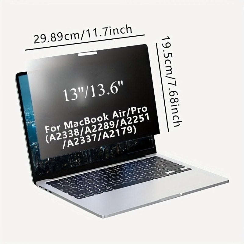 MacBook Air 13.6 Privacy Screen Filter 2022-2025 M2 M3 M4 – Removable Matte Anti-Glare Blue Light Blocking Protector