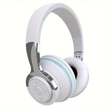 Foldable Wireless Over-Ear Headphones with FM Radio, TF Card, LED Accent Lights, 3.5mm AUX and Four Colors