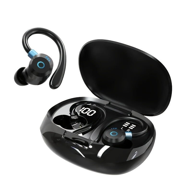 Wireless Earbuds Stereo In-Ear with LED Display Case, Touch Controls and Black, Blue or White Options