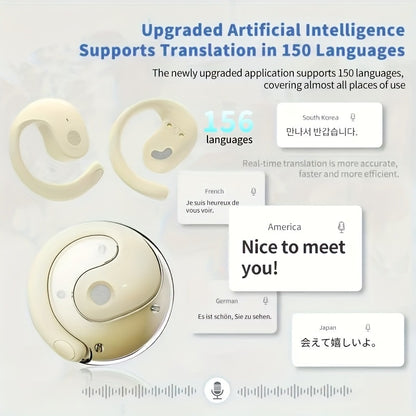 Stylish AI Translation Earbuds 150 Languages Wireless Delay-Free Music Real-Time Voice Translator Rechargeable Type-C Charging Case
